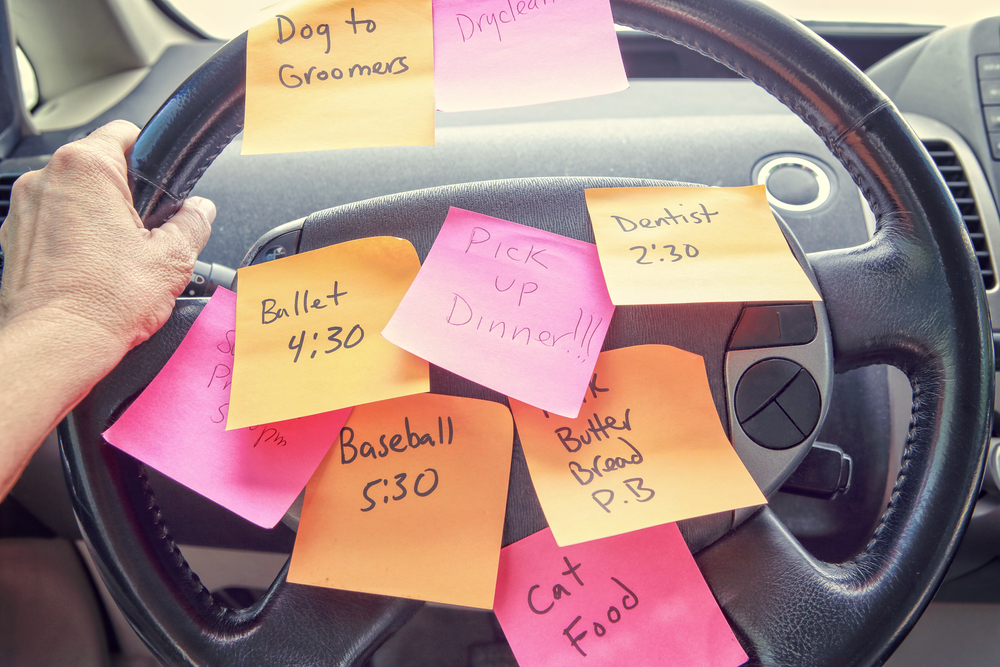 sticky notes on car wheel
