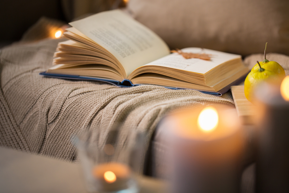 relaxing chair with candles