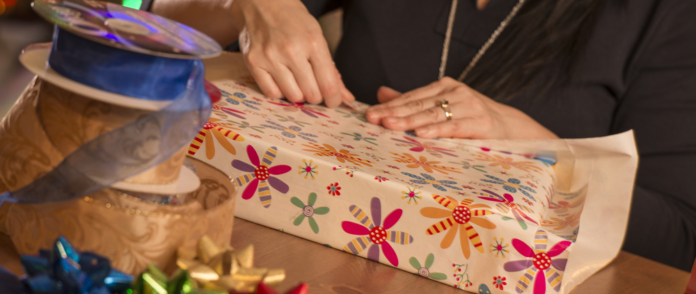 Woman wrapping gifts