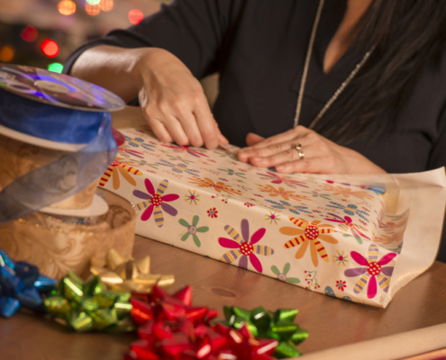 Woman wrapping gifts