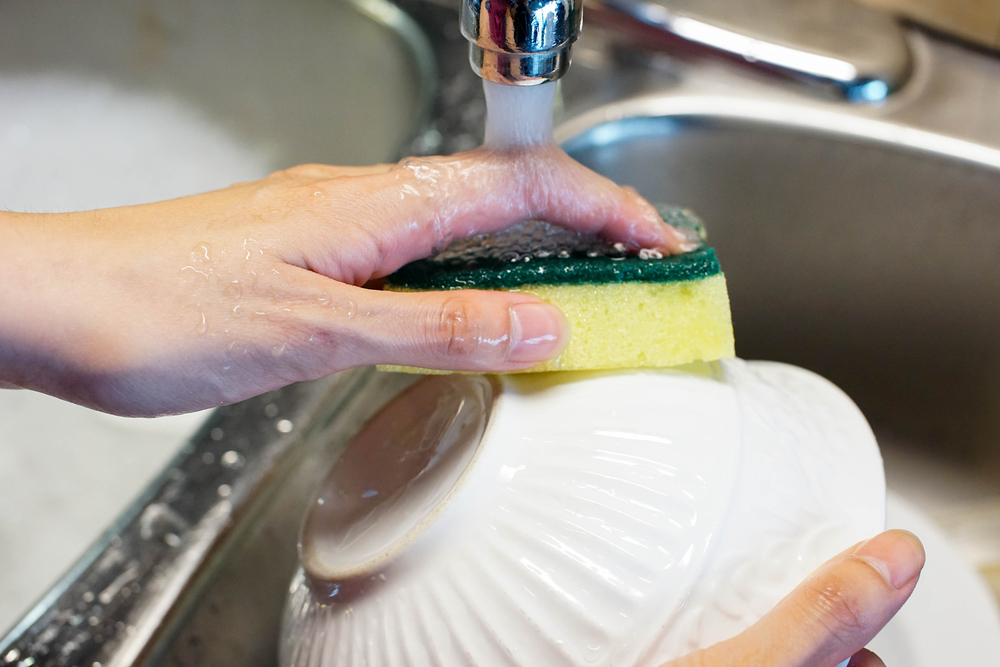 Sponge being used for cleaning